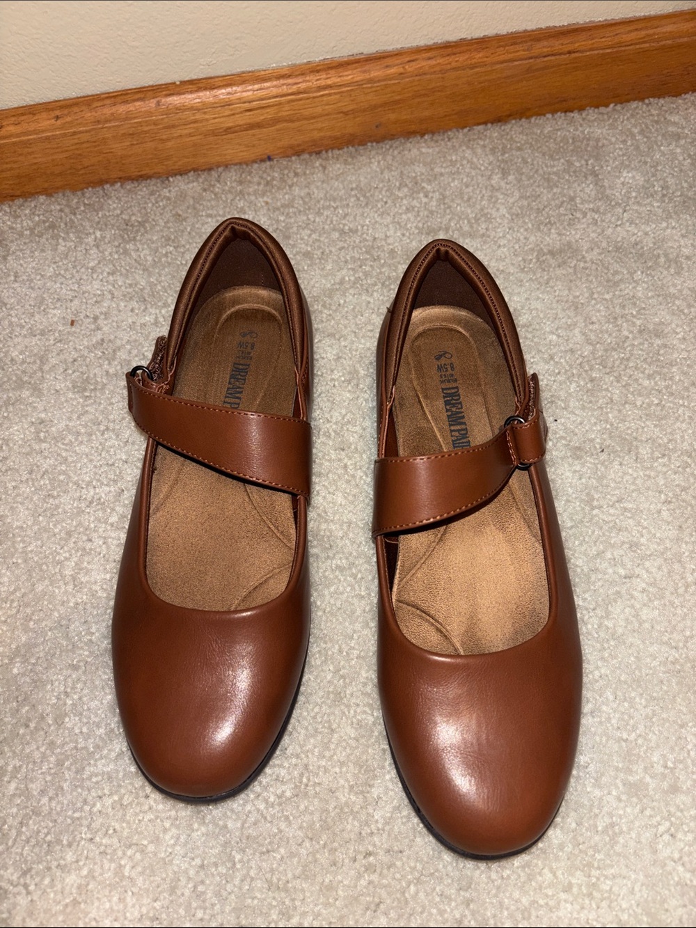 Dream Pairs Tan Mary Jane Flats with Adjustable Strap
